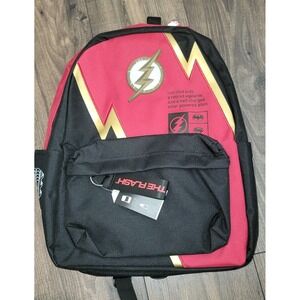 DC‎ Comics The Flash Full Size Red Black Backpack Keychain Pockets Padded Pouch